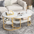 Couchtisch Beistelltisch Wohnzimmertisch Sofatisch 2er-Set Marmoroptik Tisch