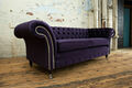 Chesterfield Design Sofa 3 Sitzer Couch Polster Luxus Klassische Textil Sofas
