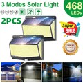 2Stück Außen Solarleuchte Solarlampe 468 LED Mit Bewegungsmelder Fluter Strahler