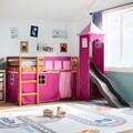 Kinderbett Hochbett Spielbett Kinder Bett mit Turm Massivholz Kiefer vidaXL