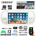 7" Android 13 2+64G Autoradio DAB+ Carplay GPS WiFi RDS Kam Für Fiat 500 2007-15