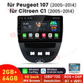 Für Toyota Aygo Citroen C1 Peugeot 107 Autoradio Carplay 2G+64G Android 13.0 GPS