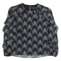 TED BAKER Damen Bedruckt Bluse Schwarz Langärmlig Pfeil L
