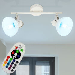 Deckenleuchte Spotlampe Flurleuchte RGB LED Dimmer Fernbedienung Chrom Glas weiß