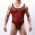 Herren Spitze Durchsichtig Body Sexy Netz Body Overall Catsuit Strampler Gay Gym