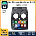 Für Nissan Qashqai J10 2006-2013 GPS Navi Autoradio Android 14 Bluetooth FM RDS