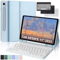 Für Samsung Galaxy Tab S10 S9 FE S8 S7 Hülle mit QWERTZ Bluetooth Tastatur Maus