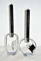 2 er Set Kerzenständer incl. Kerzen Metall silber modern Kerzenleuchter Halter