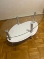 Designer - Couchtisch - Beistelltisch - Wohnzimmertisch - Weiß - Glassplatte -