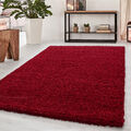 Hochflor Teppich Langflor Shaggy Einfarbig Uni Günstig Rot Farben 5 cm Florhöhe