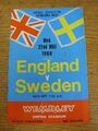 22.05.1968 England gegen Schweden [in Wembley] (gefaltet, Partitur vorne & innen). (Beliebige
