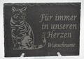 Grabschmuck Katze Grab Schieferplatte mit Spruch Gravur Grabstein Grabdeko 