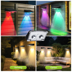 4X RGB Solarleuchten Zaunleuchte LED Wandlampen IP65 Außen Wandleuchten Lampe DE