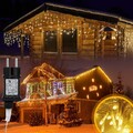 LED Eisregen Lichterkette Außen Innen Fenster IP44 200/400/600LEDs 5m/10m/15m