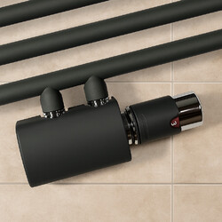 Badheizkörper Anschlussarmatur Multiblock Anthrazit Thermostat Mittelanschluss 