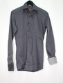 Eterna Hemd Langarm Gr. 38 Herren Grau Baumwolle Slim Fit #BG-26
