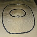 echtes Saphir Edelstein-Collier & Armband-Set, 925er Silber Magnet-Kugelschließe