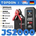 TOPDON JS2000 Auto Starthilfe Jump Starter Ladegerät Booster Powerbank KFZ 2000A