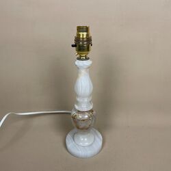 Onyx Marmor Weiß Gold Lampe Nachttisch Schreibtisch Vintage Mittel Beistell Leuchte Antik