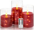 Da by Rote LED Kerzen mit Fernbedienung Timer Batteriekerze mit Lichterkette,