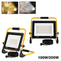 100W/200W Fluter LED Flutlicht Scheinwerfer Baustrahler Strahler mit Stativ A++