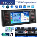 7" Carplay Für BMW 5er E39 X5 E53 7er E38 Autoradio 4+64GB Android 14 GPS RDS BT