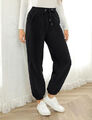 Damen Fleece Jogging Pants, Sporthose lang, Lange Jogginghose Schwarz Gr. L