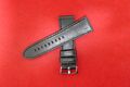 Watch strap leather 24mm lugs with silver buckles black (30)