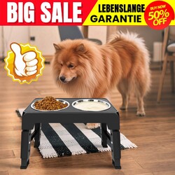 4-höhenverstellbare + faltbare Futterstation Fressnapf Wassernapf 2 x1200ML