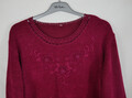 Damen Kuschel Pullover Rot Beere Ton Elegant Edel Weich Viskose Größe 48 TOP!