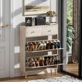 Schuhkipper Schuhschrank mit 2 Klappen Schuhregal mit Schublade Schuhkommode