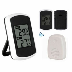 Schwarz LCD Digital Funk Thermometer Batterie für Innen- und Außentemperatur TD
