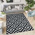 Teppich Kurzflor Grau Schwarz Weiß Kariert Designer Marokkanisch Geometrisch NEU
