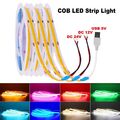 COB LED Streifen WW/NW/CW Lichtband Stripe Lichterkette Selbstklebend 5V 12V 24V