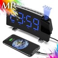 DE LED FM Radiowecker mit Projektion Digital Funkuhr Dimmbar Tischuhr Alarm USB
