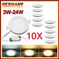 10x LED Panel Einbaustrahler Einbaupanel  Panel 3W- 24W Rund Deckenleuchte Set 