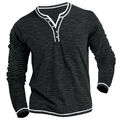 Herren Langarmshirt Henley T-Shirt mit Knopfleiste Basic Tops Freizeit Hemdbluse