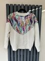 Wildblume PULLOVER REGENBOGEN Pailletten verziert Festivalpullover Größe Small