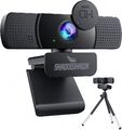 Webcam mit Mikrofon und Stativ, USB Full HD 1080p 30fps Webkamera für PC, Laptop