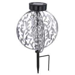 LUXUS SOLARLEUCHTE AUßENLEUCHTE GARTENLEUCHTE RUND SOLARLAMPE SILBER 77636760