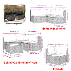 Polyrattan Rattan Gartenmöbel Lounge Set Sitzgruppe mit Hocker und Tisch