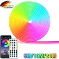 5/10/20M Neon LED Strip Streifen RGB Flex Schlauch diffus Lichtband Dimmbar APP