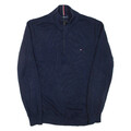 TOMMY HILFIGER Herren Pullover Blau 1/4 Reißverschluss Eng Strick XL