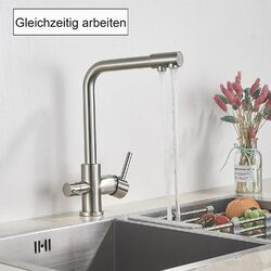 Küchenarmatur 3 Wege Wasserhahn Edelstahl Wasserfilter Osmose Trinkwasserhahn