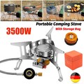 3500W Gas Campingkocher Winddicht Camping Gaskocher Piezozündung Outdoor DHL