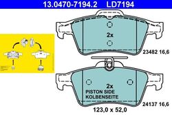 Bremsbelagsatz  Scheibenbremse hinten Ate 13.0470 7194.2 für FORD OPEL SAAB