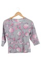 STACCATO Langarmshirt Damen M Grau Rosa Blumenmuster Casual Vintage