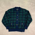 Vintage Strickjacke Kariert Gemustert Strickpullover mit Kragen Damen S