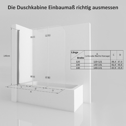 Badewannenaufsatz 2/3 teilig Duschwand Für Badewanne Faltbar Duschabtrennung