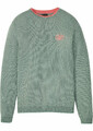 Pullover mit Perlmuster Rundhalsausschnitt grün meliert Gr. 44 46 S